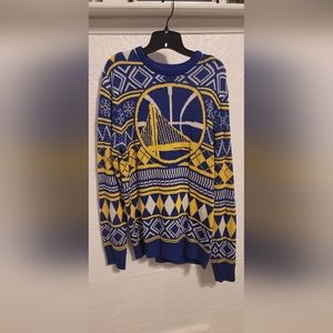 NBA Golden State Warriors Blue and Yellow "Ugly Christmas Sweater" Men's Size L